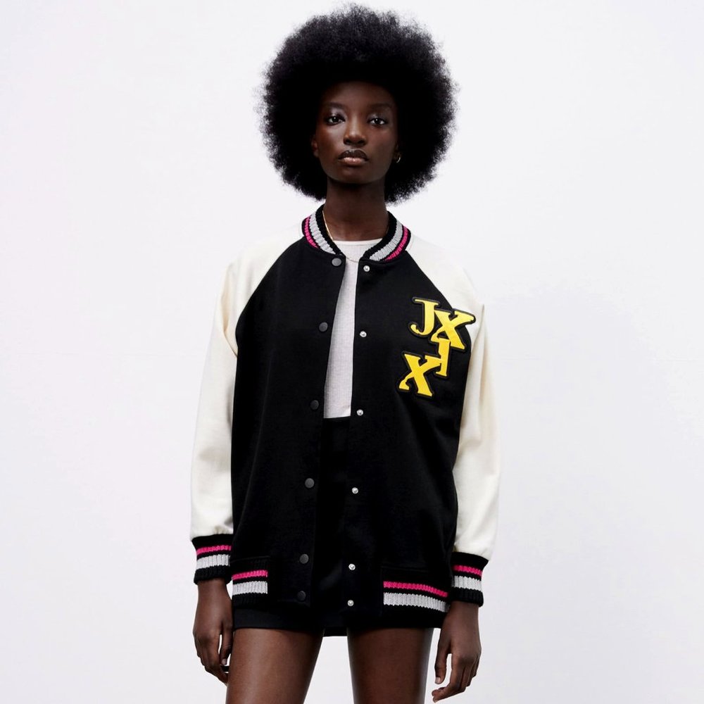 🆕 ZARA RIB TRIM VARSITY BOMBER JACKET | ZARA BOMBER JACKET